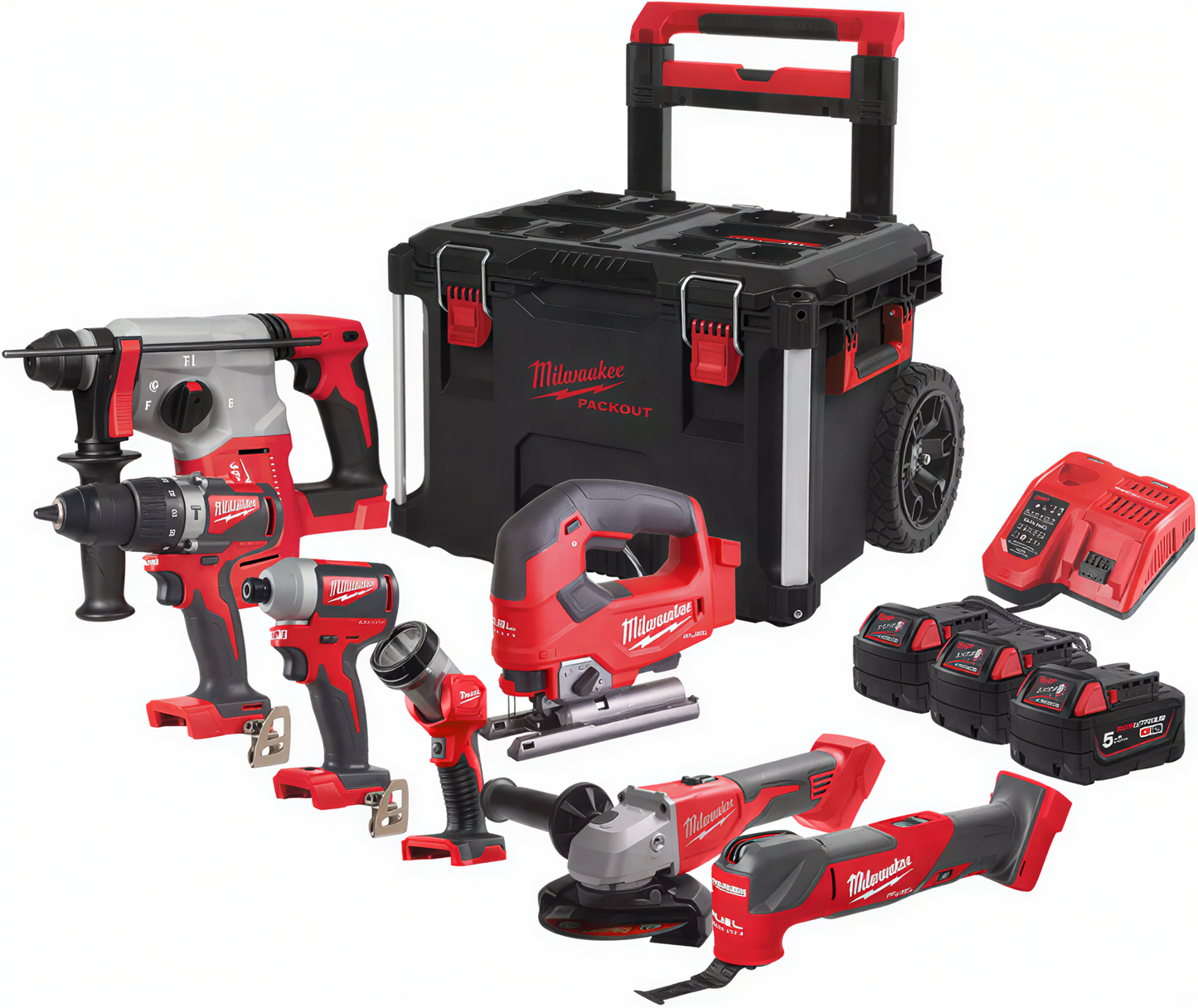 Milwaukee M18 FPP7C-503P | Powerpack 7-delige | 18V | Accu combiset (3x 5.0Ah) | Packout Trolley