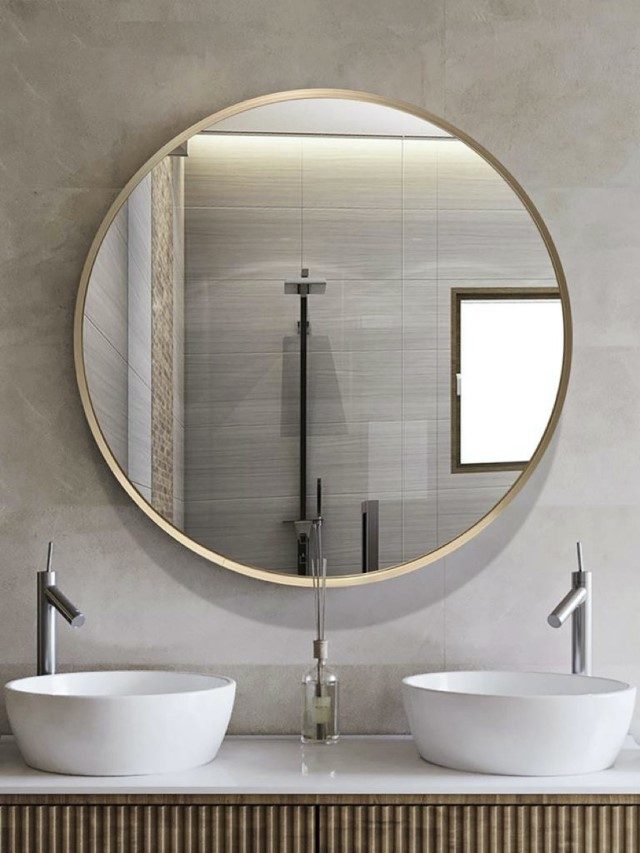 Nea Ronde spiegel 80 cm – Greige