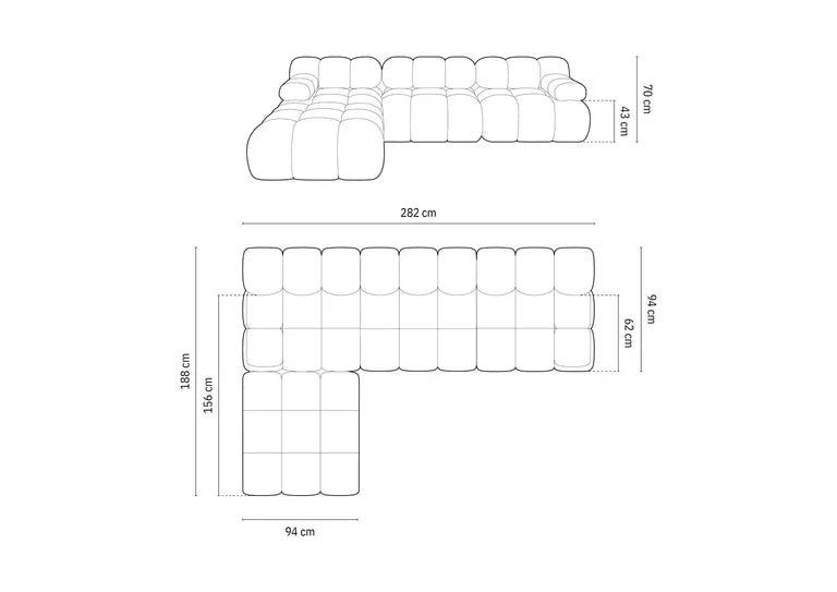 Tropea velvet hoekbank