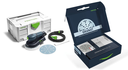 Festool 578185 ETS EC 150/3 GR-Set P Excenterschuurmachine + STF D150/48 GR-Set P Granat schuurschijf set