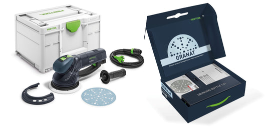 Festool 578181 RO150 FEQ GR-Set P Rotex Allround Excenterschuurmachine + STF D150/48 GR-Set P Granat schuurschijf set
