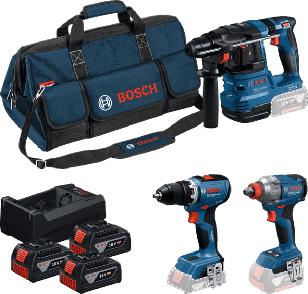 Bosch Blauw Accutoolkit 3 Toolkit 18V GSR 18V-65 + GDX 18V-285 + GBH 18V-22 | 3x GBA 18V 5.0Ah + lader