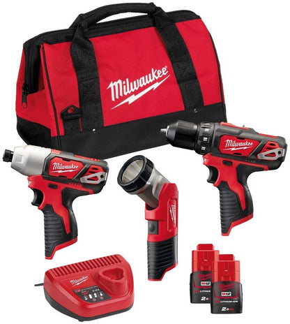 Milwaukee M12 BPP3A-202B Powerpack (M12 BDD + M12 BID + C12 T + 2 x 2,0 Ah accu + 30 min. lader + contractor bag)