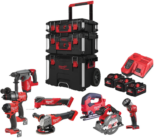 Milwaukee M18 FPP8E-553P Accu Powerpack 8-delig 18V 5.5Ah in PACKOUT Set