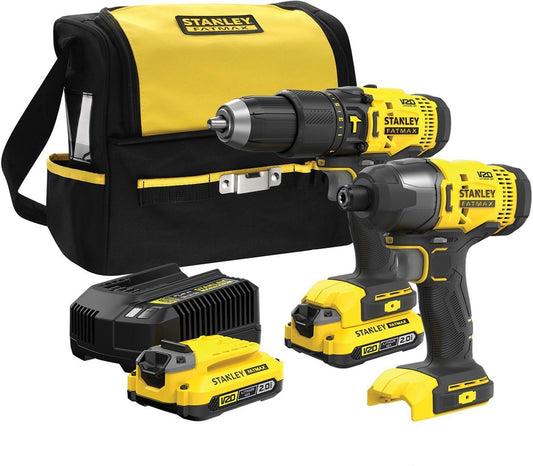 Stanley FATMAX SFMCK461D2S V20 Combo Kit | 18V Accu Schroefklopboormachine + Accu Slagschroevendraaier | 2 Accu’s + Lader
